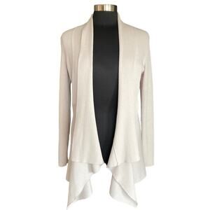 Elie. Elie Tahari Ecru Ribbed Knit Cardigan Neutral Minimalist Size Medium